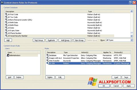 Capture d'écran DeviceLock pour Windows XP