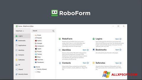 Capture d'écran RoboForm pour Windows XP