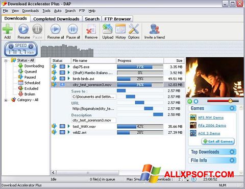 Capture d'écran Download Accelerator Plus pour Windows XP
