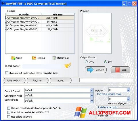 Capture d'écran PDF to DWG Converter pour Windows XP