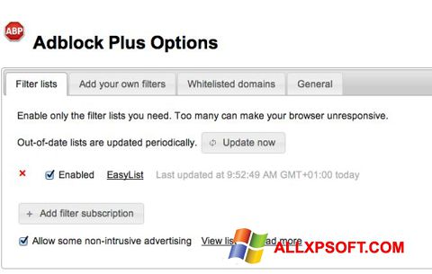 Capture d'écran Adblock Plus pour Windows XP