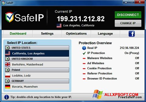 Capture d'écran SafeIP pour Windows XP