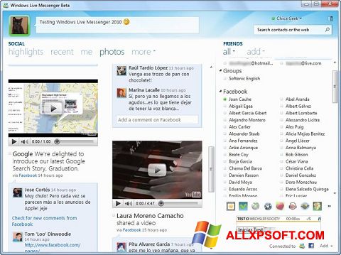 Capture d'écran Windows Live Messenger pour Windows XP