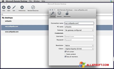 Capture d'écran Microsoft Remote Desktop pour Windows XP