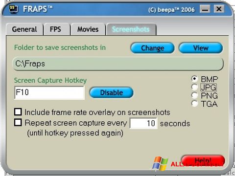 Capture d'écran Fraps pour Windows XP