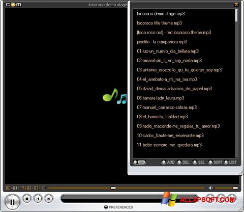 Capture d'écran GOM Player pour Windows XP