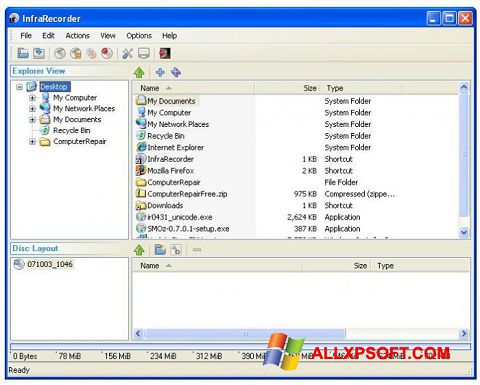 Capture d'écran InfraRecorder pour Windows XP