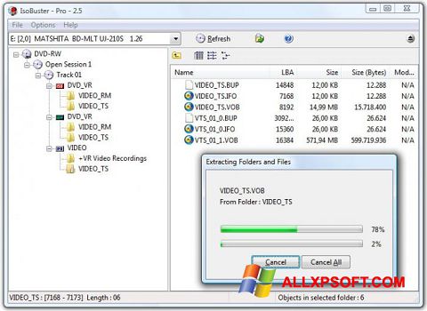 Capture d'écran IsoBuster pour Windows XP