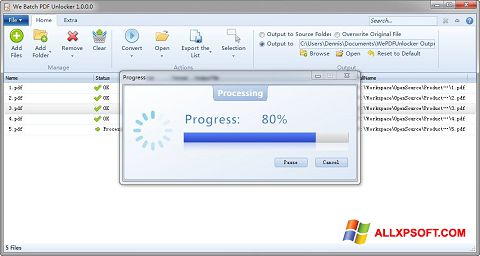 Capture d'écran PDF Unlocker pour Windows XP