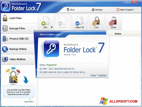 Capture d'écran Folder Lock pour Windows XP
