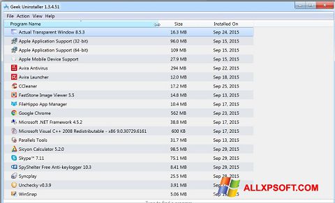 Capture d'écran Geek Uninstaller pour Windows XP