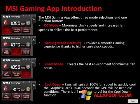 Capture d'écran MSI Gaming App pour Windows XP