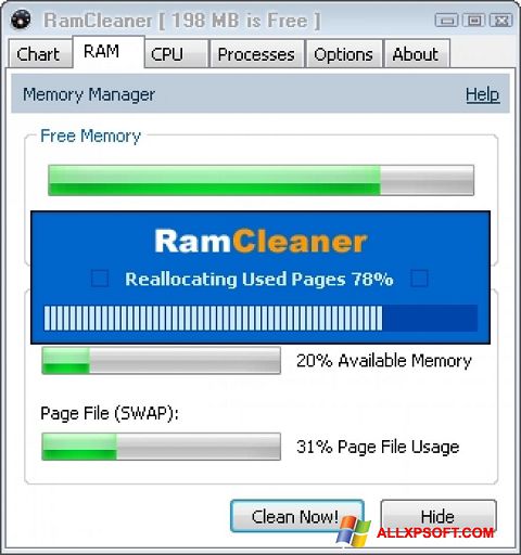Capture d'écran RamCleaner pour Windows XP