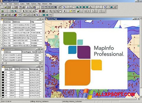 Capture d'écran MapInfo Professional pour Windows XP