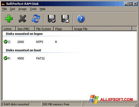 Capture d'écran SoftPerfect RAM Disk pour Windows XP