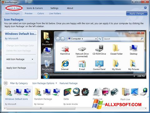 Capture d'écran IconPackager pour Windows XP