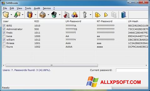 Capture d'écran SAMInside pour Windows XP