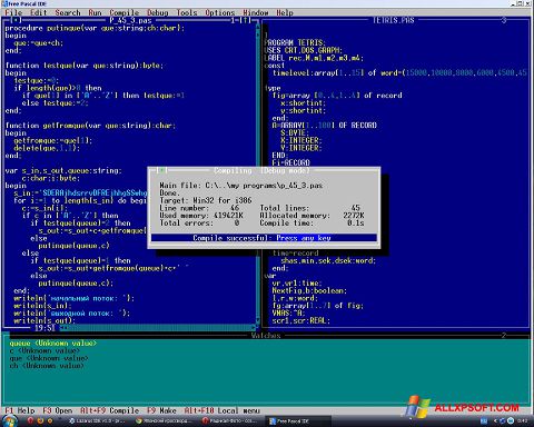 Capture d'écran Free Pascal pour Windows XP