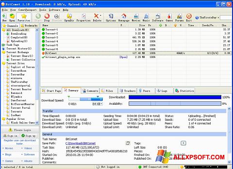 Capture d'écran BitComet pour Windows XP