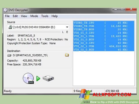 Capture d'écran DVD Decrypter pour Windows XP