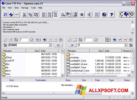 Capture d'écran Core FTP pour Windows XP
