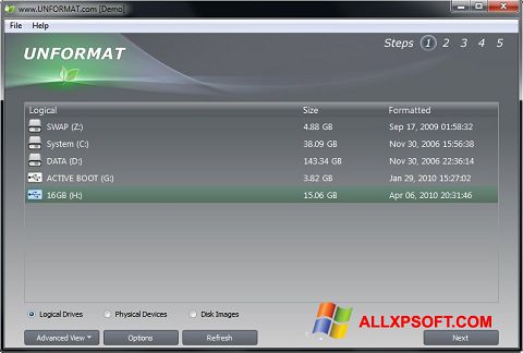 Capture d'écran UNFORMAT pour Windows XP