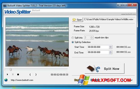 Capture d'écran Boilsoft Video Splitter pour Windows XP