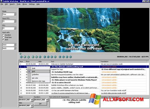 Capture d'écran Subtitle Workshop pour Windows XP