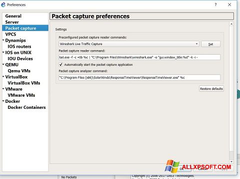Capture d'écran Wireshark pour Windows XP