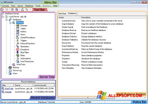 Capture d'écran InterBase pour Windows XP