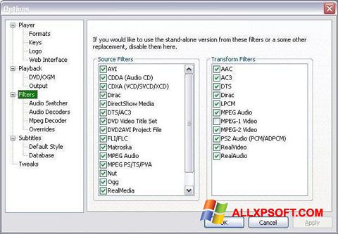 Capture d'écran VobSub pour Windows XP
