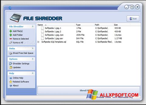 Capture d'écran File Shredder pour Windows XP