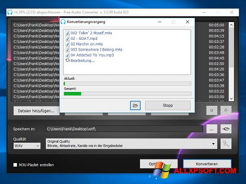 Capture d'écran Free Audio Converter pour Windows XP