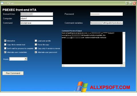 Capture d'écran PsExec pour Windows XP