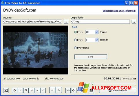 Capture d'écran Free Video to JPG Converter pour Windows XP