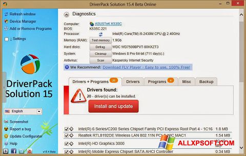 Capture d'écran DriverPack Solution Online pour Windows XP
