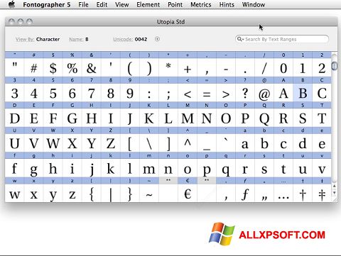 Capture d'écran Fontographer pour Windows XP