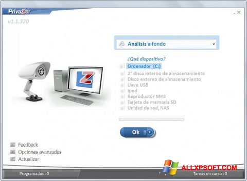 Capture d'écran PrivaZer pour Windows XP