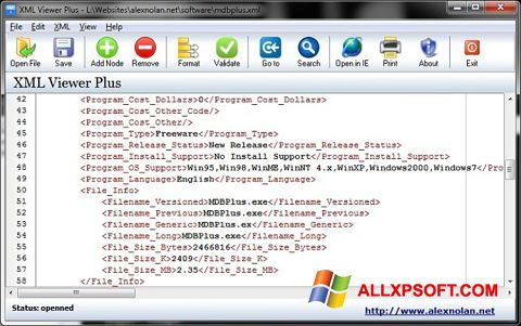 Capture d'écran XML Viewer pour Windows XP