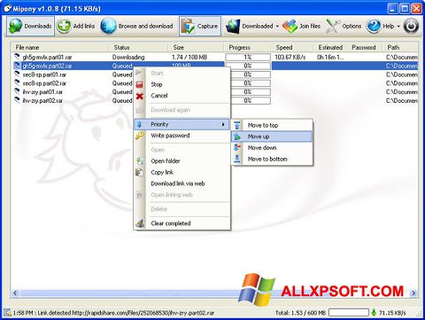 Capture d'écran Mipony pour Windows XP