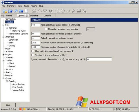 Capture d'écran Vuze pour Windows XP