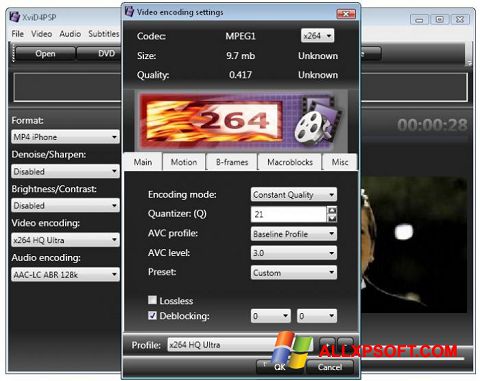 Capture d'écran XviD4PSP pour Windows XP
