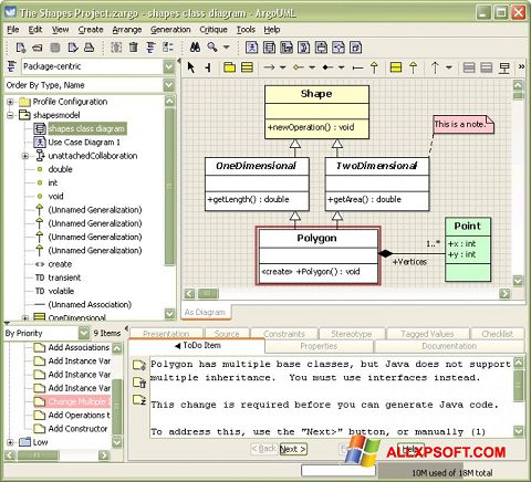 Capture d'écran ArgoUML pour Windows XP