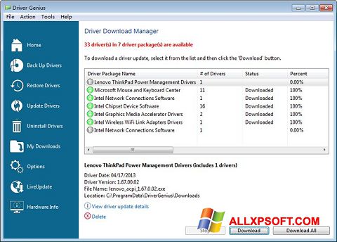 Capture d'écran Driver Genius Professional pour Windows XP