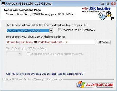 Capture d'écran Universal USB Installer pour Windows XP