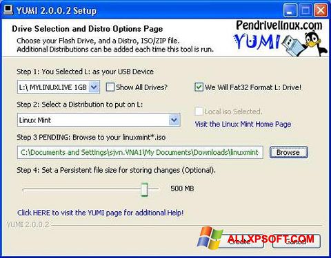 Capture d'écran YUMI pour Windows XP
