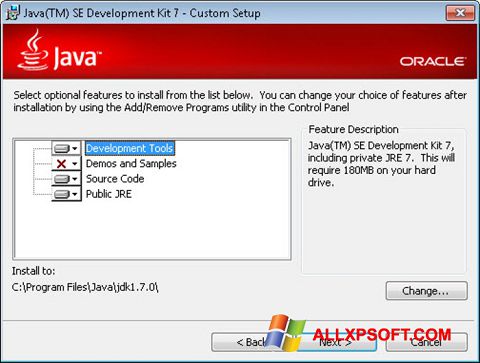 Capture d'écran Java SE Development Kit pour Windows XP