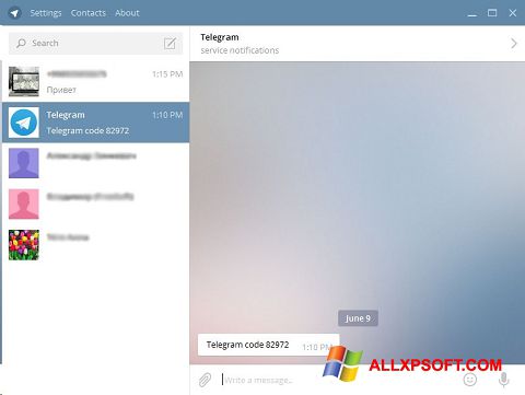 Capture d'écran Telegram Desktop pour Windows XP
