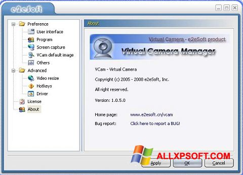 Capture d'écran VCam pour Windows XP