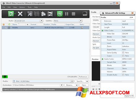 Capture d'écran Xilisoft Video Converter pour Windows XP